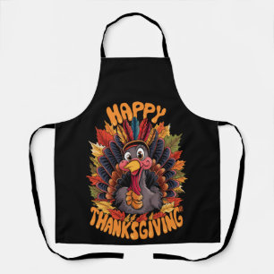Delantal Día de Acción de Gracias Pavo Familia Otoño