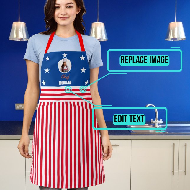 Delantal Día de la Independencia Blanco Rojo y Azul (Please enjoy our design and see the others in the collection.)