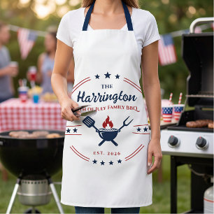 Delantal Día de la Independencia del 4 de julio BBQ familia