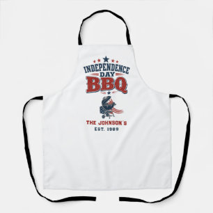 Delantal Día de la Independencia Personalizado Barbacoa Fam