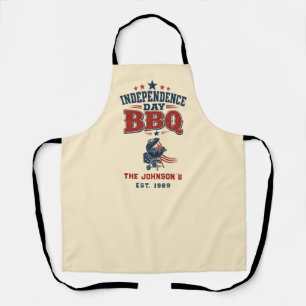 Delantal Día de la Independencia Personalizado BBQ Beige Fa