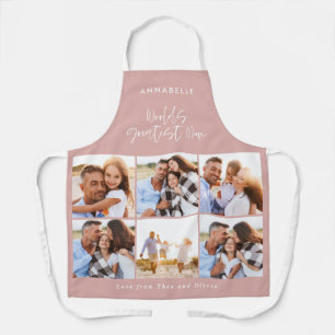 Delantal Día de la Madre de mamá moderna de collage rosa