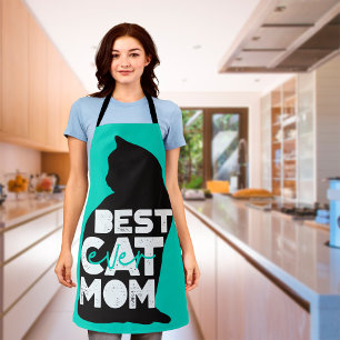 Delantal Día de la Madre Divertido Azul Mejor Mamá de Gatos