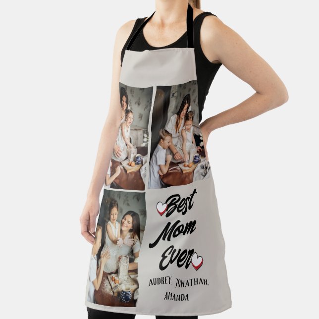 Delantal Día de la Madre personalizado, regalo de tres foto (in situ)