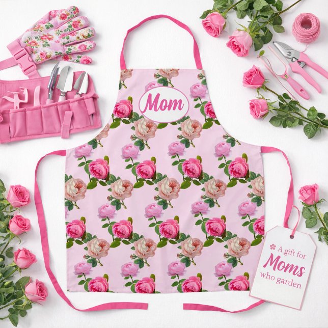Delantal Día de la Madre Rosa Rosa de Mamá  (Mother's Day gift idea for mom's who enjoy gardening )