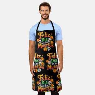Delantal Día de Muertos Caramelos Coloridos Calaveras Marig