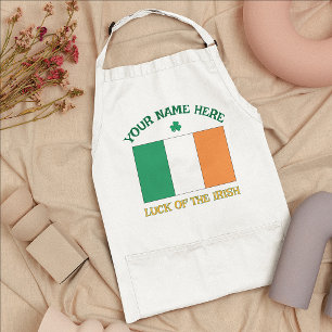 Delantal Día de San Patricio Bandera de Irlanda Nombre Pers