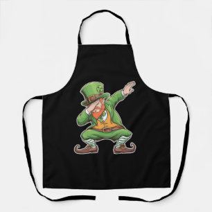 Delantal Día de San Patricio Leprechaun Verde Bailando Dab