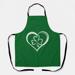 Delantal Día de San Patricio Trébol Divertido Corazón Irlan