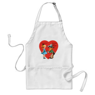 Delantal Día de San Valentín Antiguo y Bonito, Niña con Vaq