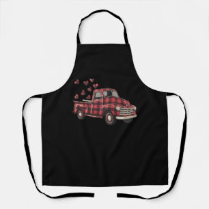 Delantal Día de San Valentín Camión Divertido Bufalo Plaid