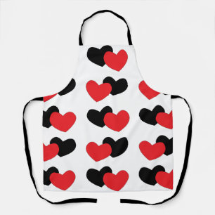 Delantal Día de San Valentín Corazones Rojos y Negros Día d