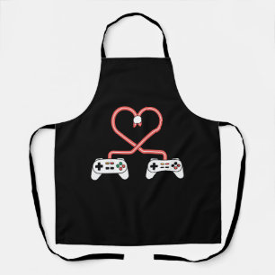 Delantal Día de San Valentín para jugadores de videojuegos 