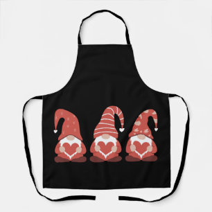 Delantal Día de San Valentín Tres adorables gnomos sostenie