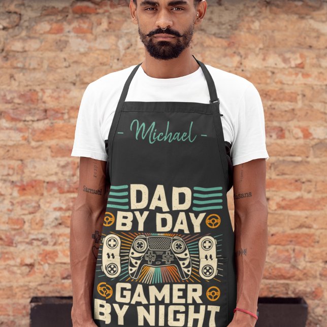 Delantal Día del padre de día Jugador de noche (Father's day Dad by day Gamer by night Apron)