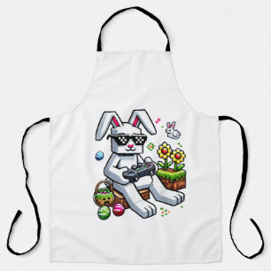 Delantal Día Feliz de Pascua de Conejo Huevo Videojuego par