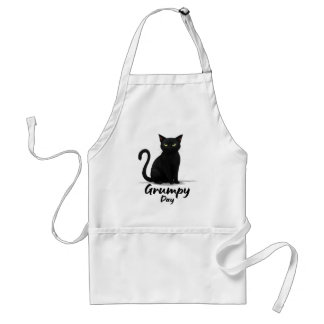 Delantal Día gruñón con gato negro