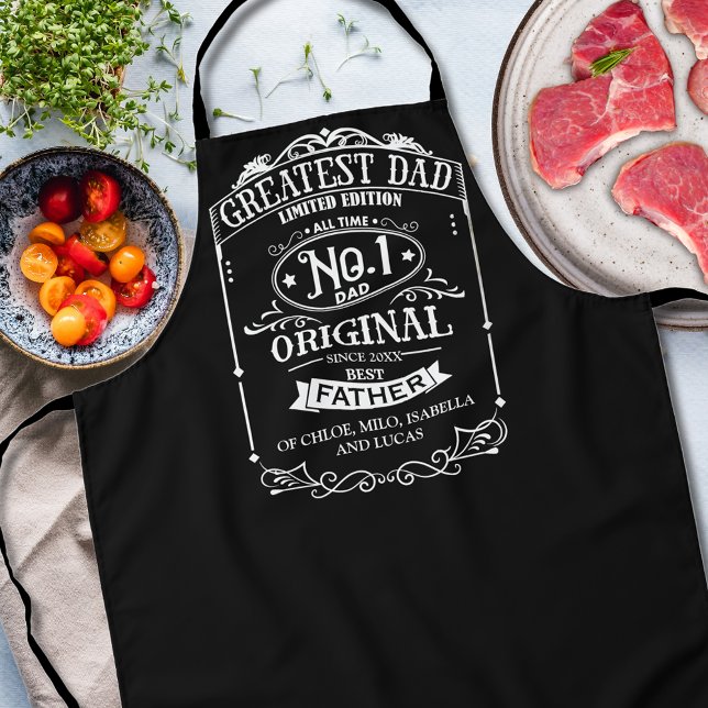 Delantal Día único del padre personalizado, blanco y negro (Subido por el creador)