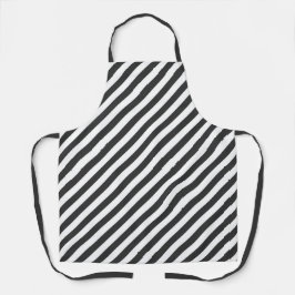 Delantal Diagonal black and white stripes  pattern