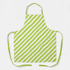 Delantal Diagonal lime green and white stripes pattern
