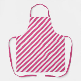 Delantal Diagonal pink and white stripes pattern