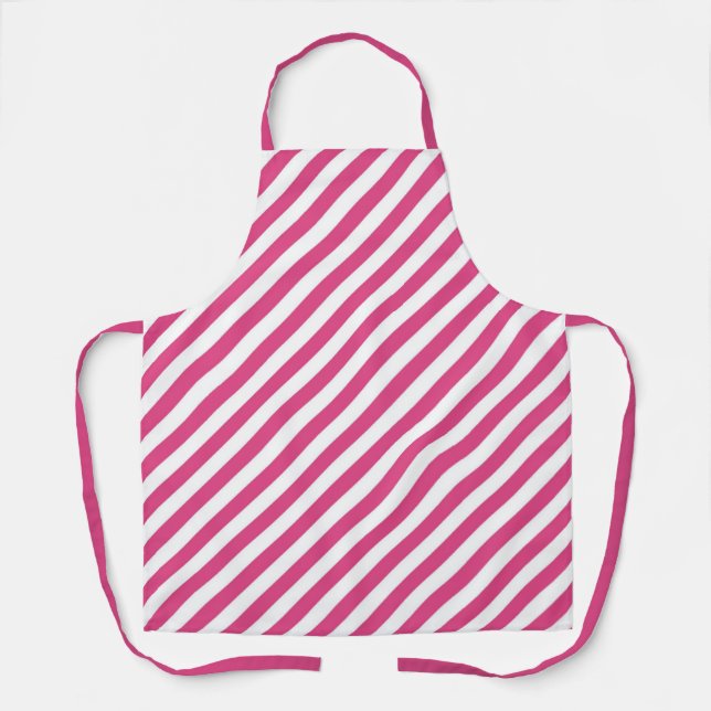 Delantal Diagonal pink and white stripes pattern (Anverso)