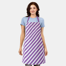 Delantal Diagonal purple and white stripes pattern
