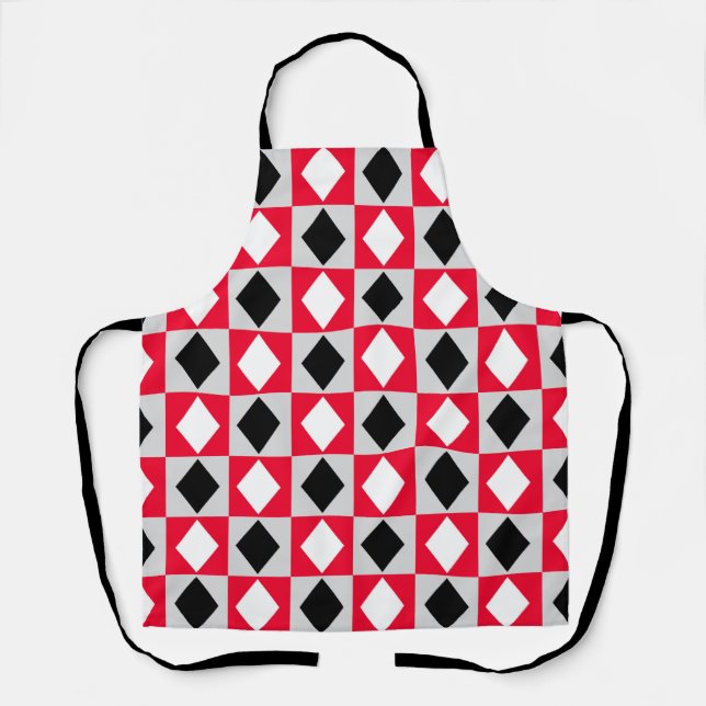Delantal Diamante de rhombus blanco rojo (Anverso)