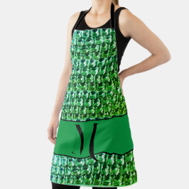 Delantal Diamantes verdes, gemas verdes y patrón de joyería