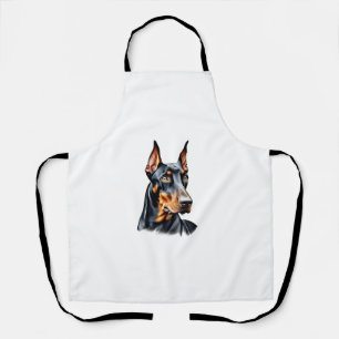 Delantal Dibujo a lápiz de color de un Pinscher Doberman. E