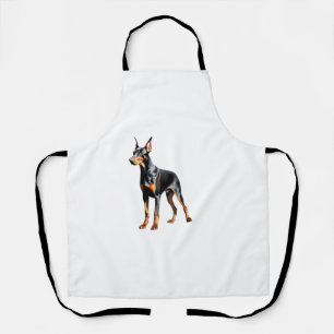 Delantal Dibujo a lápiz de color de un Pinscher Doberman. E