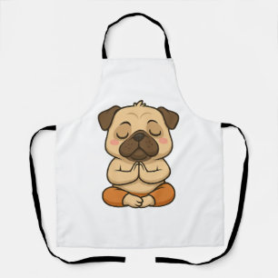 Delantal Dibujo animado de relajación meditación yoga pug a