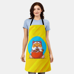 Delantal Dibujo animado de Shiba Inu lindo comiendo fideos