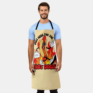 Delantal Dibujo animado hippie de los 60 perrito caliente c