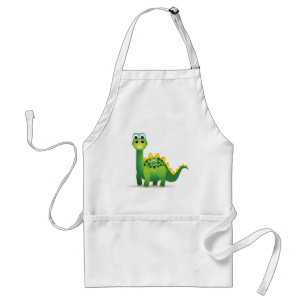 Delantal Dibujo animado lindo del dinosaurio verde