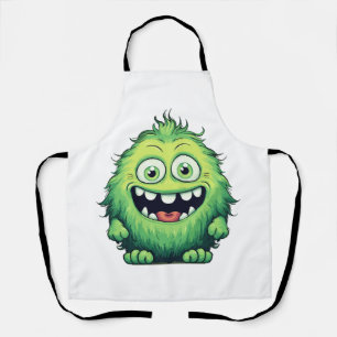Delantal Dibujo Animado Monstruo Verde Lindo Sonriente