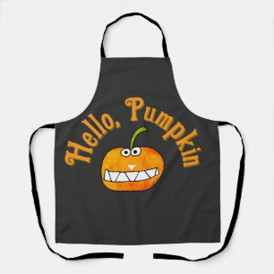 Delantal Dibujo Animado Sonriente de Calabaza de Otoño