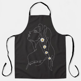 Delantal Dibujo de arte de línea de mujer - Bloom donde est
