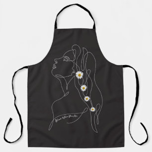 Delantal Dibujo de arte de línea de mujer - Bloom donde est