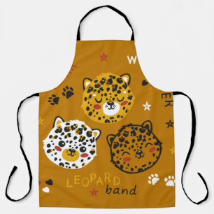 Delantal Dibujo de cara de gato de leopardo lindo. Pequeña 