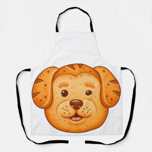 Delantal Dibujo de cara de perro con galleta horneada linda