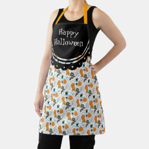 Delantal Dibujo de doodles lindos y felices de Halloween