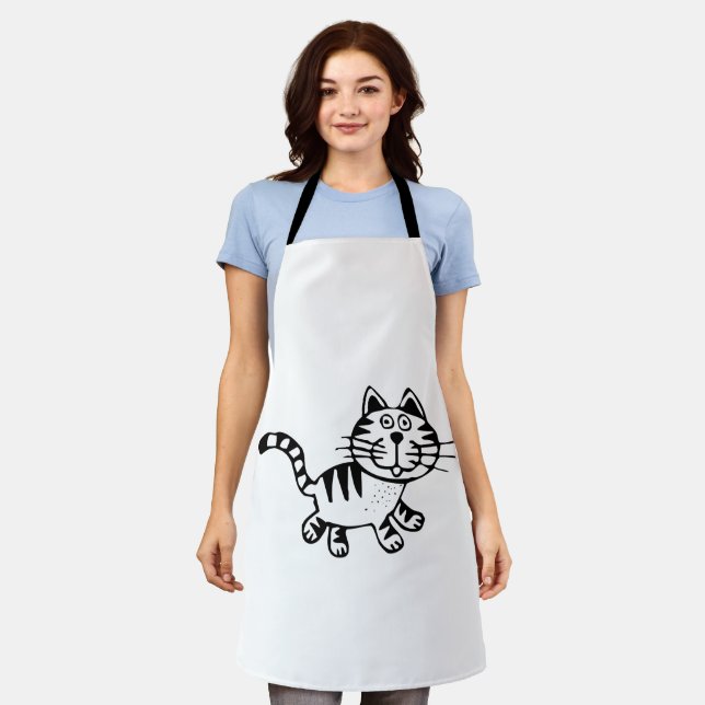 Delantal Dibujo de gatito a rayas (Gastado)