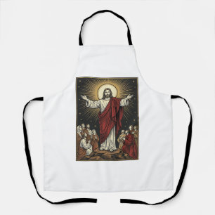 Delantal Dibujo de grabado cristiano Gloria radiante Jesús