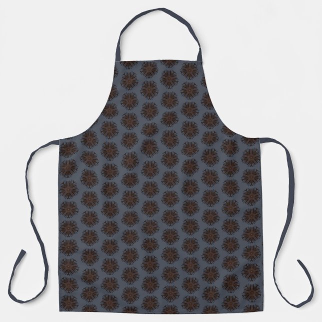 Delantal Dibujo de línea simétrica estilo floral mecánico (Anverso)