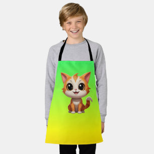 Delantal Dibujo de personaje de gato naranja lindo estilo c