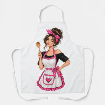 Dibujo divertido de cocina retro de la reina de la