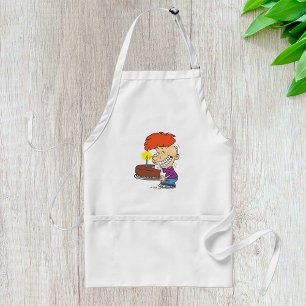 Delantal Dibujo divertido de un niño con pastel de cumpleañ