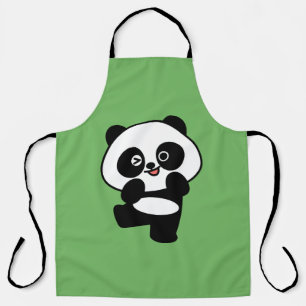 Delantal Dibujo divertido de un panda haciendo dab y bailan