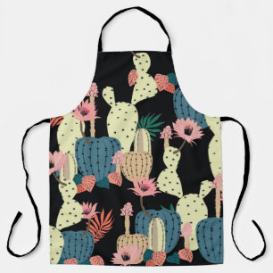 Delantal Dibujo manual Cactus Plant and flowers Seamless Pa
